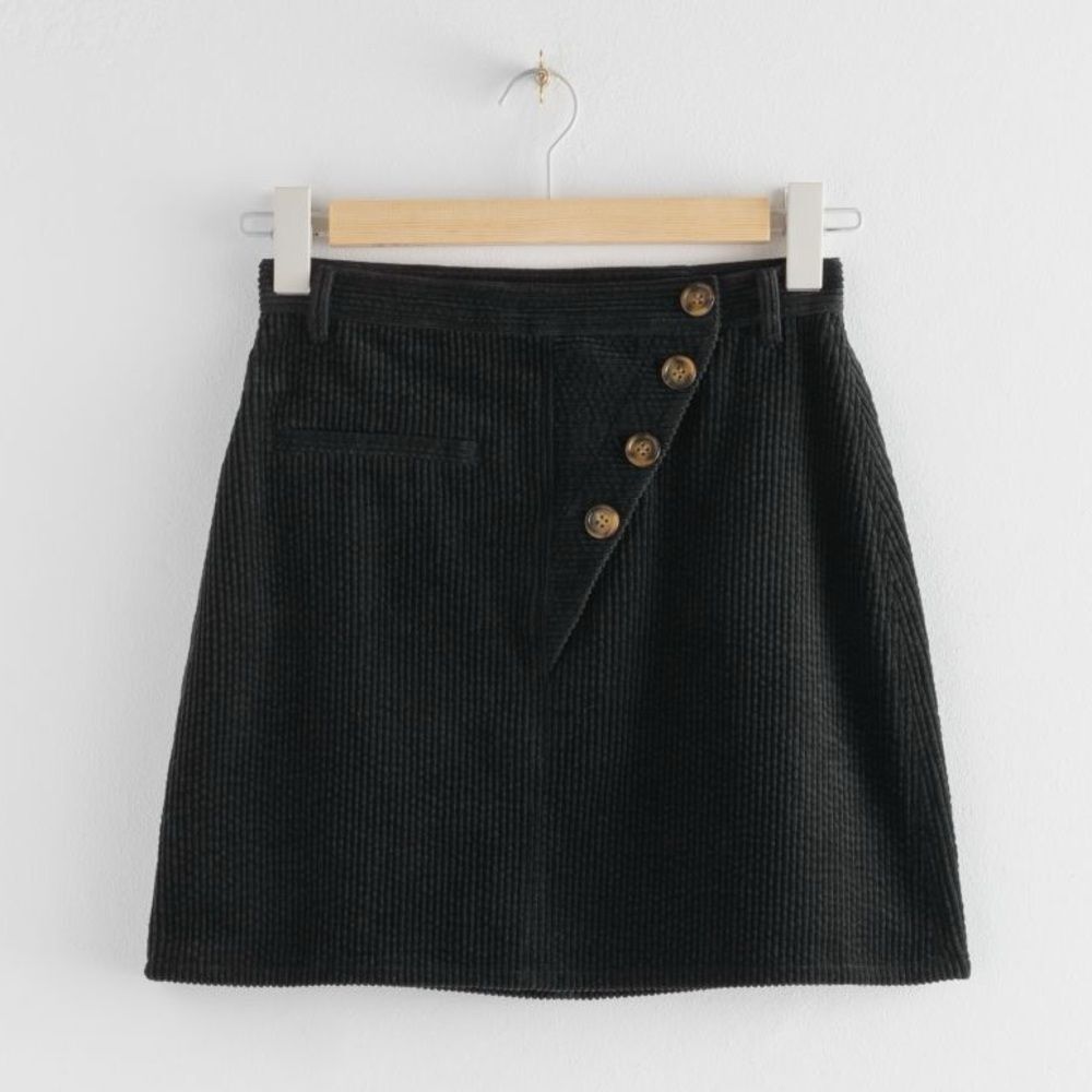 & Other Stories Black Corduroy Schoolgirl Mini Skirt Size 4